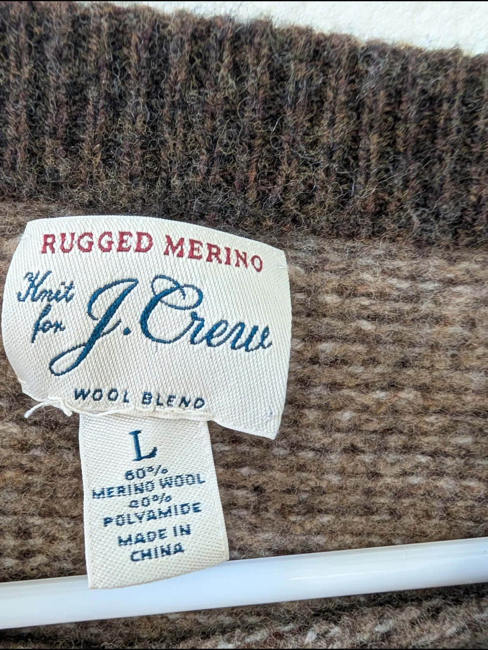 J. Crew Merino Wool Birds Eye Tipped Sweater Two-Tone Brown Crewneck Large BA218